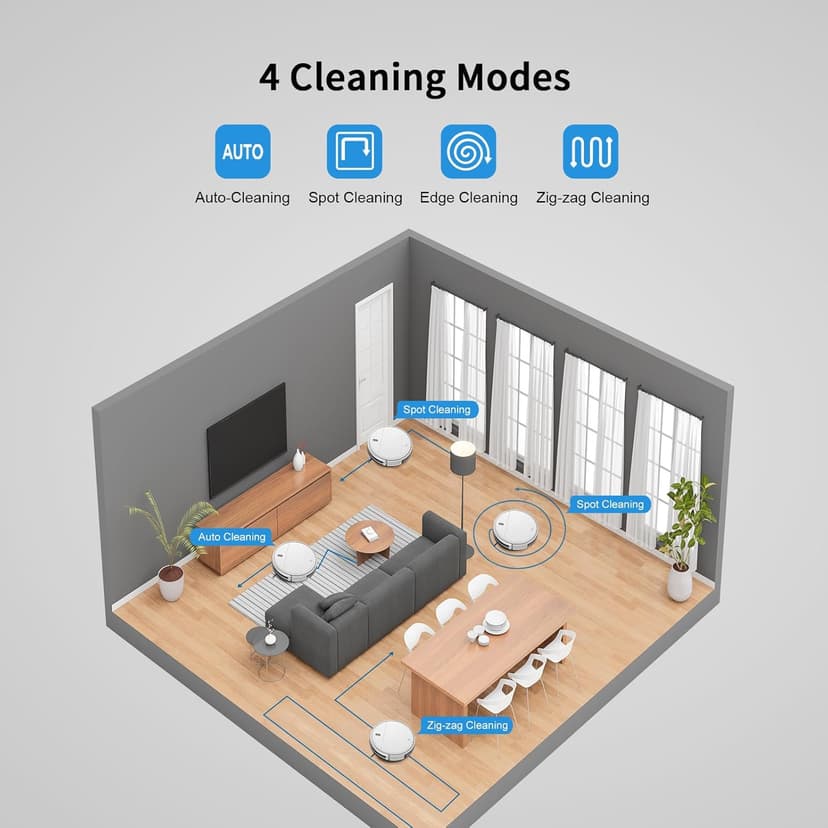 Robot Vacuum and Mop Combo, 2 in 1 Mopping Robot Vacuum Cleaner with Schedule, Wi-Fi/Voice/App, Strong Suction, Easy of Use, Self-Charging Robotic Vacuum, Slim, Ideal for Hard Floor, Pet Hair, Carpet