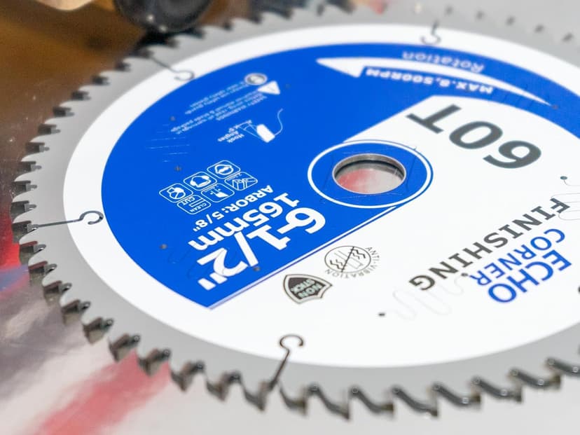 6-1/2 Inch Ultra Finish Circular Saw Blade 60T, Non-Stick Coating, for Wet Lumber, Composite Decking, Plywood, Plastic, Veneer, Laminate
