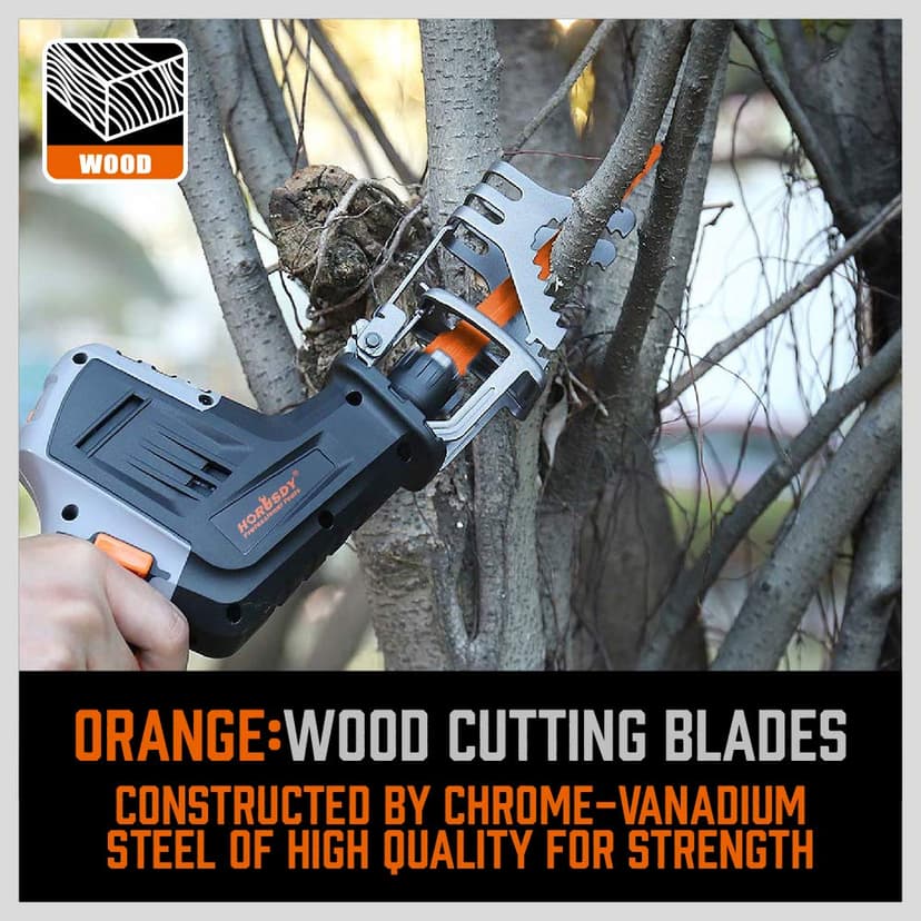 HORUSDY 40-Piece Reciprocating Saw Blade Set for Wood & Metal | Includes Pruning, Wet Wood, PVC and Metal Cutting Blades (3-24TPI) | with Storage Pouch for Easy Organization