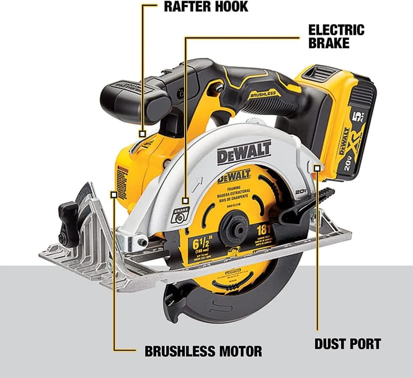 DEWALT 20V MAX* Circular Saw, 6-1/2-Inch, Cordless, Battery and Charger Included (DCS565P1)
