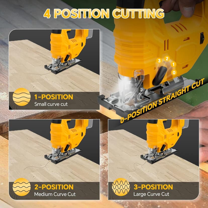 Cordless Jig Saw for Dewalt 20v Battery, Brushless Jigsaw with LED Light, 7 Variable Speed, 45° Beveled Cuts, 4 Orbital Settings, 3 Jigsaw Blades for Wood/Metal Cutting