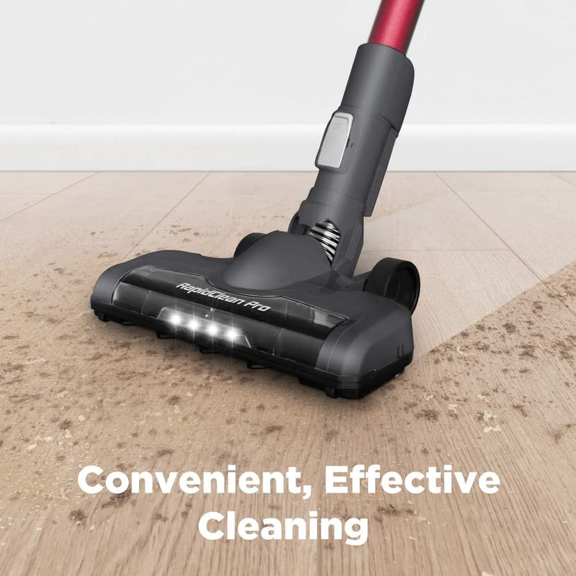 Eureka Lightweight Cordless Stick Vacuum Cleaner Convenient for Hard Floors, Rechargeable Handheld Vacuum Cleaner Portable with Powerful Motor Efficient Suction, RapidClean Pro NEC186, Rose Red