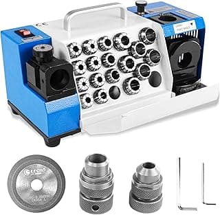 Drill Bits Sharpener, 3-20mm Drill Bit Grinding Machine, Lip Relief Angle & 95°-135° Point Angle Adjustable Drill Bit Re-Sharpener, Portable Bits Sharpening Machine with 18 Collets, CBN & SDC Wheel