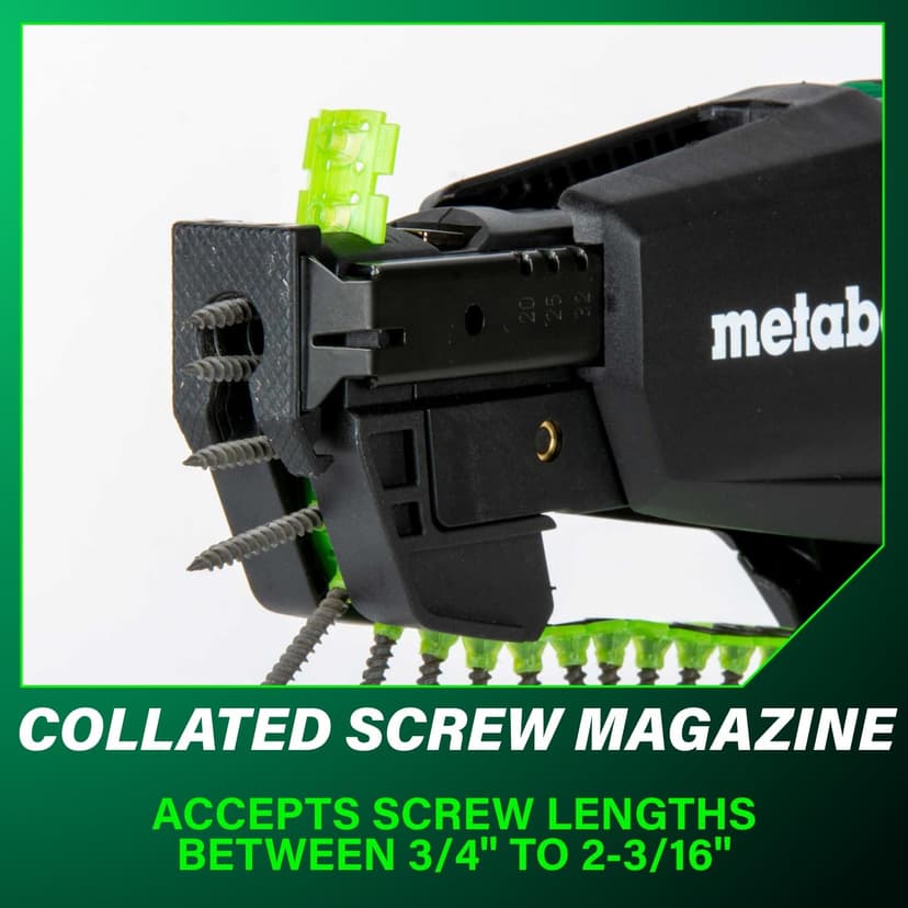 Metabo HPT 18V MultiVolt Cordless Drywall Screw Gun Kit, High-Speed Power Screwdriver with Collated Screw Magazine, 2.0Ah Lithium-Ion Battery and Charger, Lightweight Ergonomic Design, W18DAQB