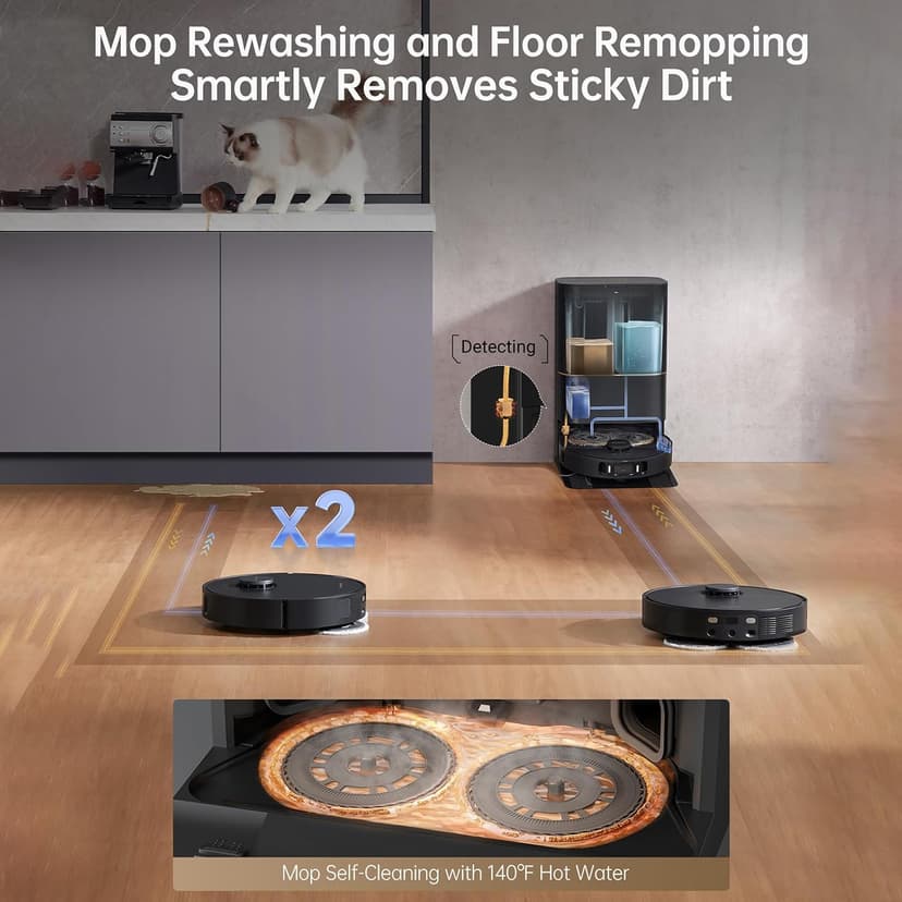 dreame X30 Ultra Robot Vacuum and Mop Combo, Extendable & Liftable Mop, 75Days Self-Emptying Robot Vacuum, 260Mins Runtime, 8,300 Pa Suction, 140°F Self-Cleaning & Auto-Drying Mops