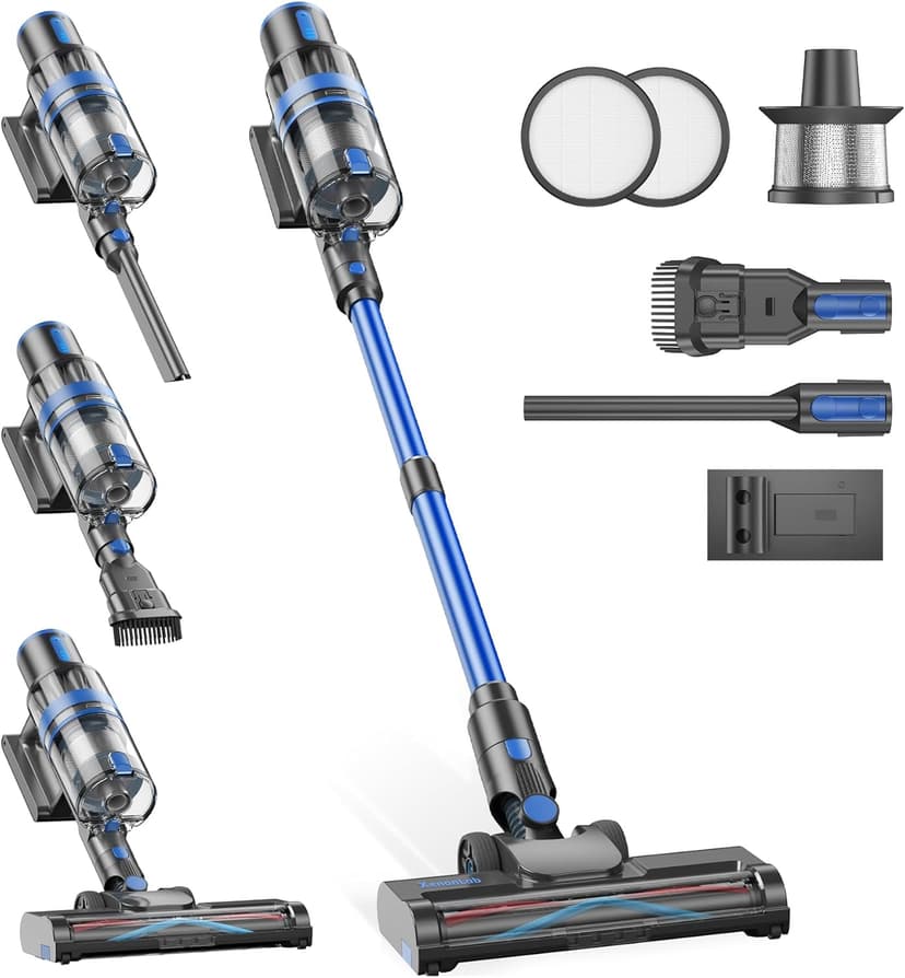 Cordless Vacuum Cleaner, 45KPA Stick Vacuum Cleaners for Home, 6-in-1 Rechargeable Lightweight Vacuum, Up to 35Mins Runtime, with Powerful Suction for Carpets, Pet Hair, Hardwood Floors