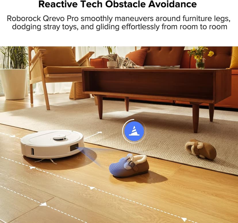 roborock Qrevo Pro Robot Vacuum and Mop with FlexiArm Design Edge Mopping, Dynamic Hot Water Mop Washing and Auto Mop Drying, Intelligent Dirt Detection, 7,000 Pa Suction, Ideal for Carpets