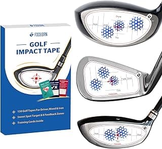 Golf Impact Tape – Club Face Impact Stickers for Drivers, Irons & Woods with 5 Training Sheets – Instant Swing Feedback, Tear-Resistant, No Residue, Easy-Peel, Sweet Spot Target