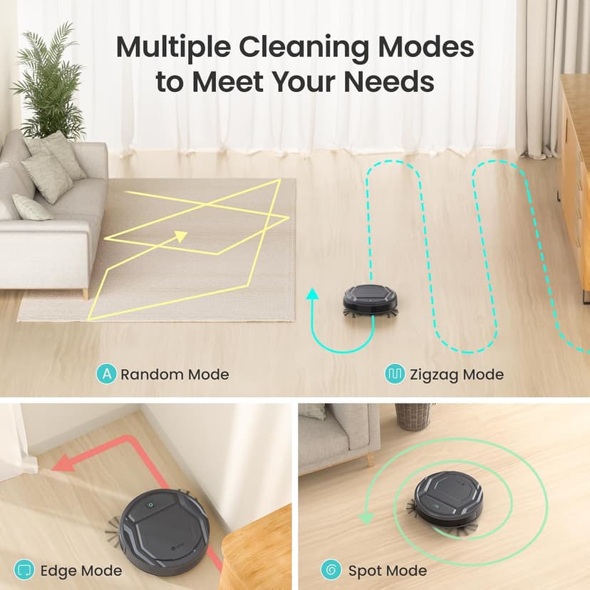 Lefant M210 Pro Robot Vacuum, Slim & Quiet, 3 Adjustable Suction Levels, 120 Min Runtime, Freemove 3.0, WiFi/App/Alexa, 6 Modes for Pet Hair, Hard Floors & Low Carpets, Self-Charging, Gray