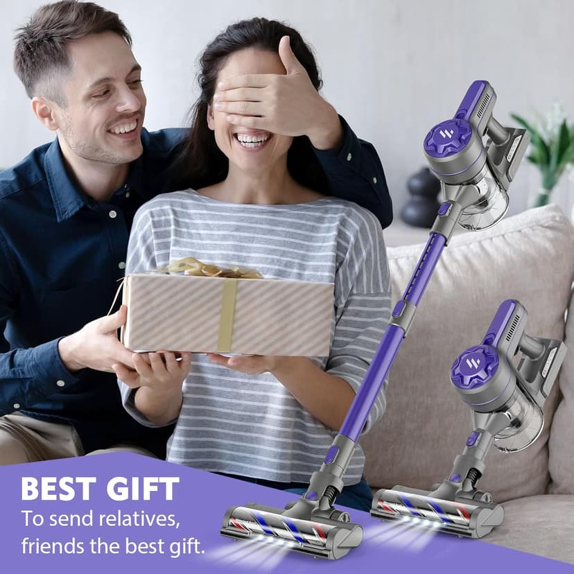 Cordless Vacuum Cleaners for Home with Powerful Suction,Stick Vacuum Cordless Rechargeable,Up to 35 Mins Runtime,Lightweight Hardwood Floor Vacuum for Pet Hair,Carpet(Dark Purple)