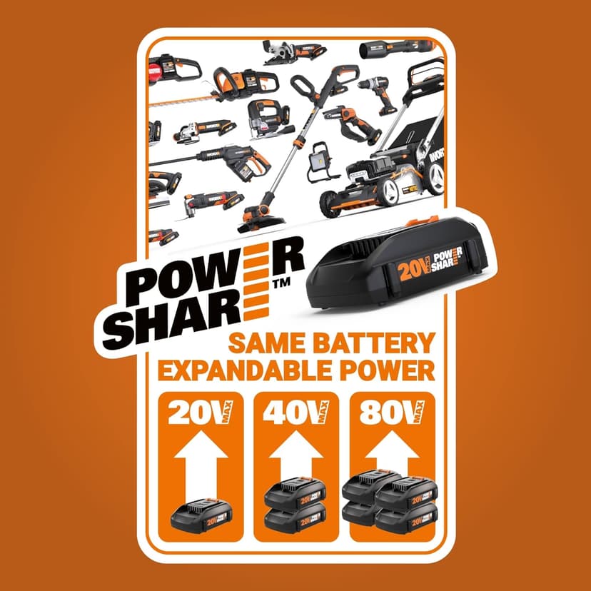 Worx 20V Cordless Drill Driver, 84pc Accessory Kit, Variable 2-Speed, 265 In-Lbs Torque, 20+1 Clutch, Lightweight, Compact, 3/8-Inch Keyless Chuck - Battery & Charger Included