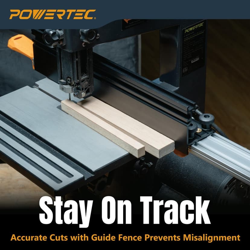 POWERTEC 16" x 3-1/2" Band Saw Fence - Resaw Fence Attachment for Bandsaw Tables & Drill Press, Compatible with POWERTEC Straight Edge Clamps (72260)