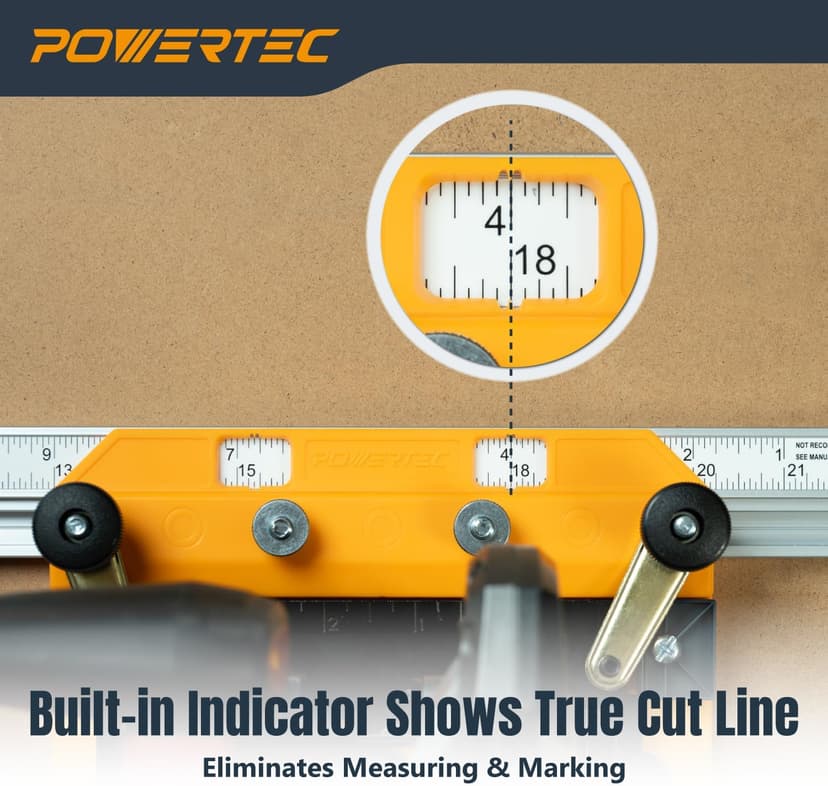 POWERTEC Circular Saw Guide Rail System – Rip-Cut Edge Guide Track for Straight Cuts in Plywood, Sheet Goods & Panels – Fits Left & Right Circular Saws – Portable Cutting Jig for Woodworking (72093)