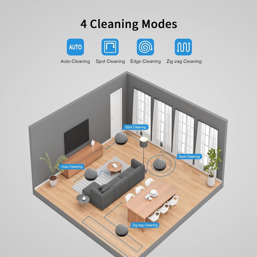 Robot Vacuum and Mop Combo, 2 in 1 Mopping Robot Vacuum Cleaner with Schedule, Wi-Fi/Voice/App, Strong Suction, Easy of Use, Self-Charging Robotic Vacuum, Slim, Ideal for Hard Floor, Pet Hair, Carpet
