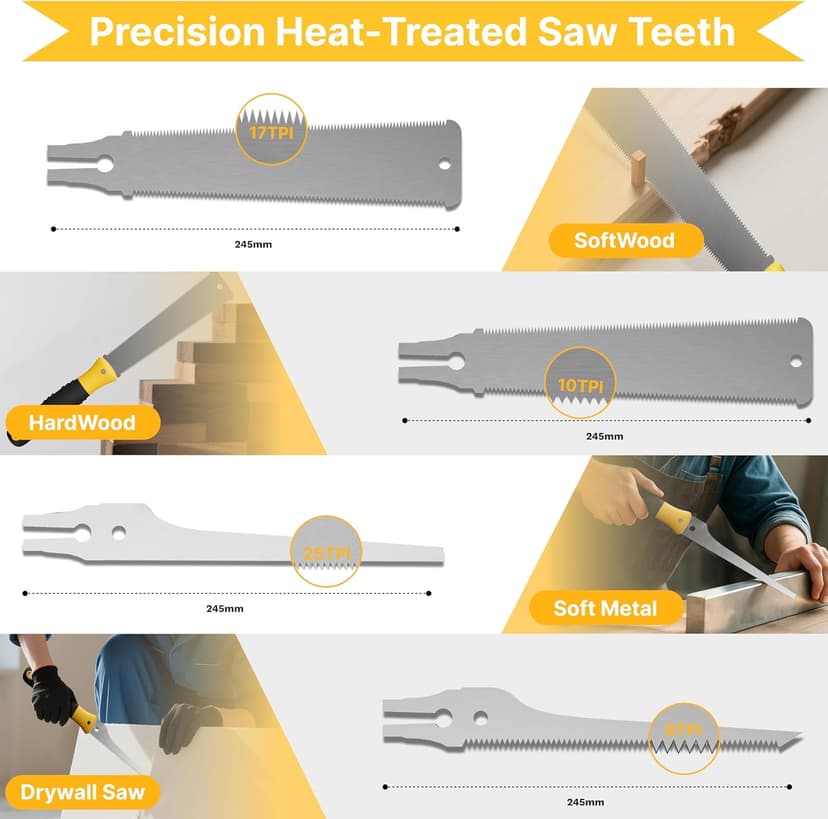 GARTOL Miter Box and Saw Set, 4-Piece Japanese Hand Saw for Wood Cutting, Woodworking Tools for Precise Miter and Bevel Cuts with 3 Replaceable Blades for DIY, Crafting, Furniture Making & Carpentry