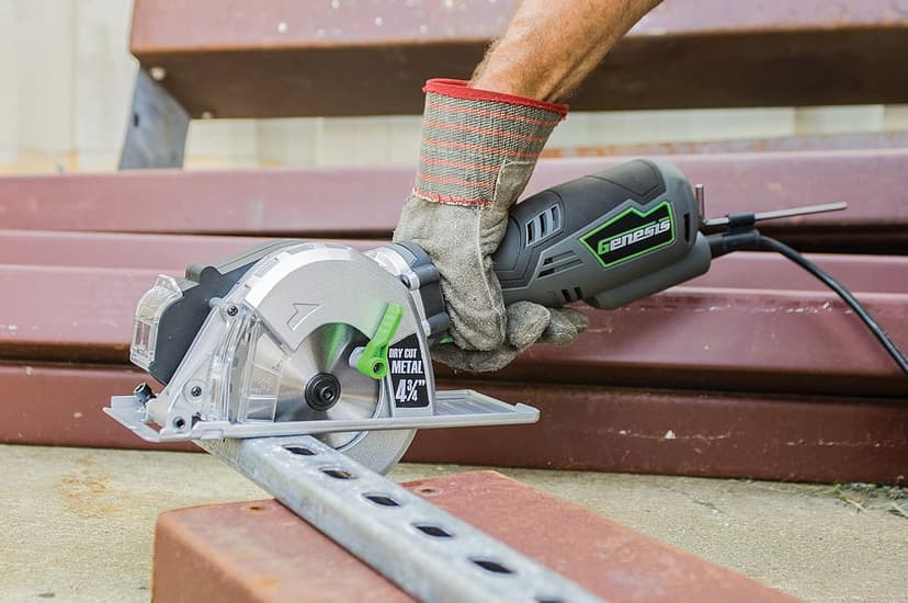 Genesis 5.8 Amp 4-3/4” Metal Cutting Circular Saw with Chip Collector and Metal Cutting Blade (GMCS547C)
