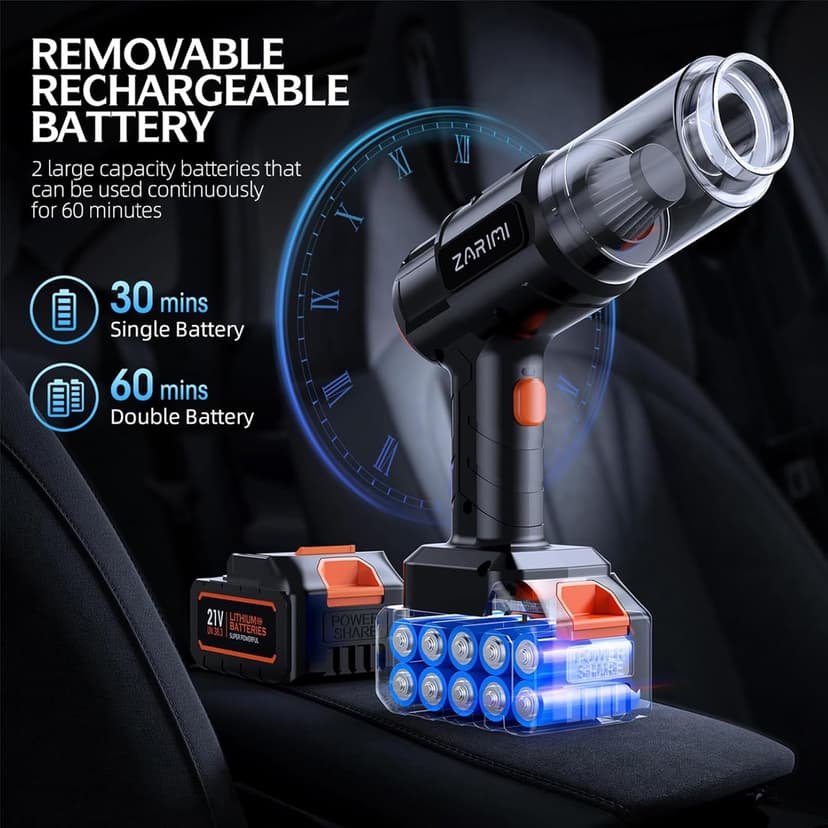 Car Vacuum Portable Cordless, 40,000Pa High Power Dust Buster, 6-in-1 Handheld Vacuum Cleaners for Home, Car, Pet Hair, Keyboard, Black