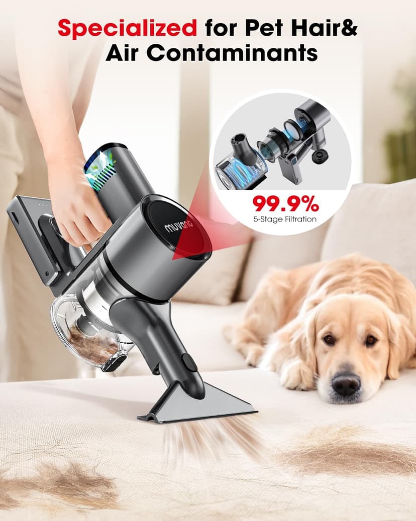 Cordless Vacuum Cleaners for Home, 45KPA Powerful Suction, Up to 60 Minutes, Tangle-Resistant, Lightweight, Rechargeable Stick Vac with Wall Mount for Carpet, Tile, Pet Hair, Hardwood Floors