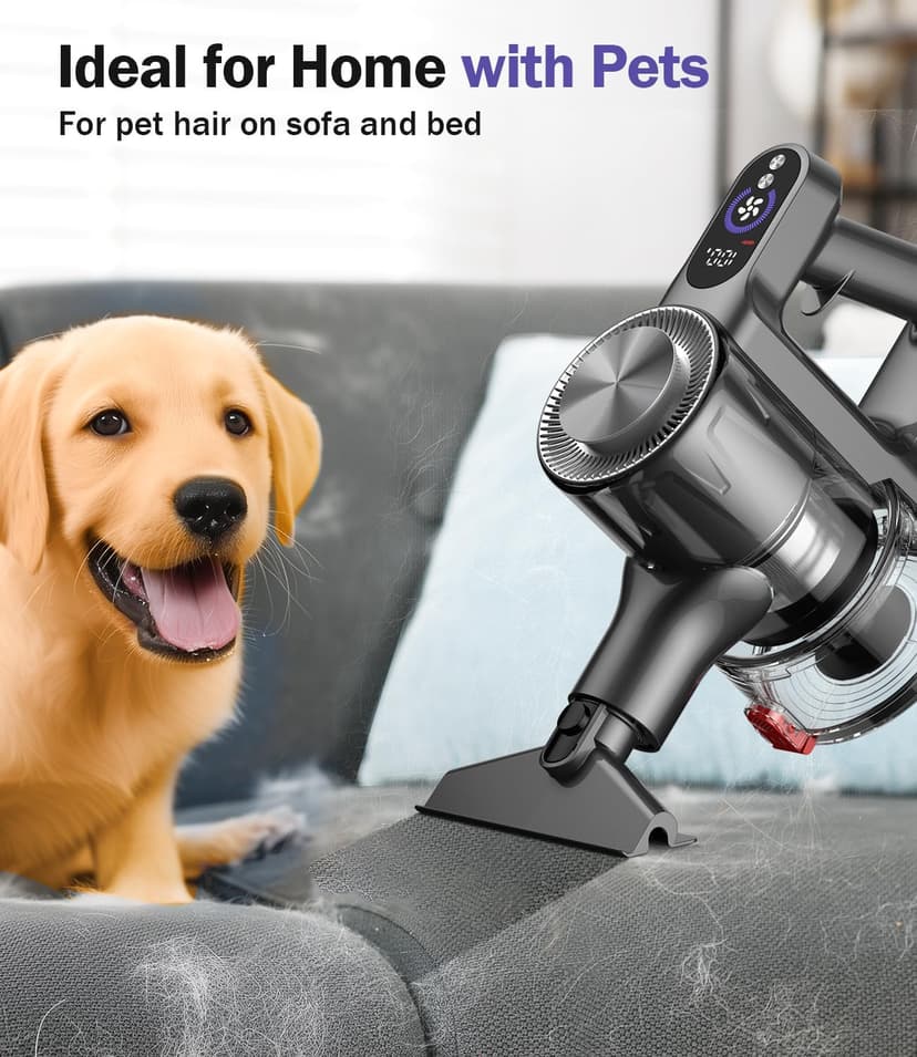 Cordless Vacuum Cleaner, 40Kpa Vacuum Cleaners for Home with LED Screen, 40Mins Stick Vacuum Cordless Rechargeable Dock, Handheld Vacuum Cleaner for Pet Hair, Carpet, Hardwood Floor, A40