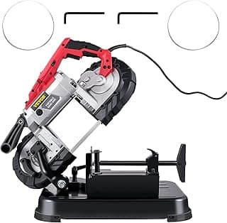 VEVOR Portable Band Saw, 110V Removable Alloy Steel Base Corded Band Saw, 5 Inch Cutting Capacity Hand held Band Saw,Variable Speed Portable Bandsaw, 10Amp Motor Deep Cut Band saw for Metal Wood