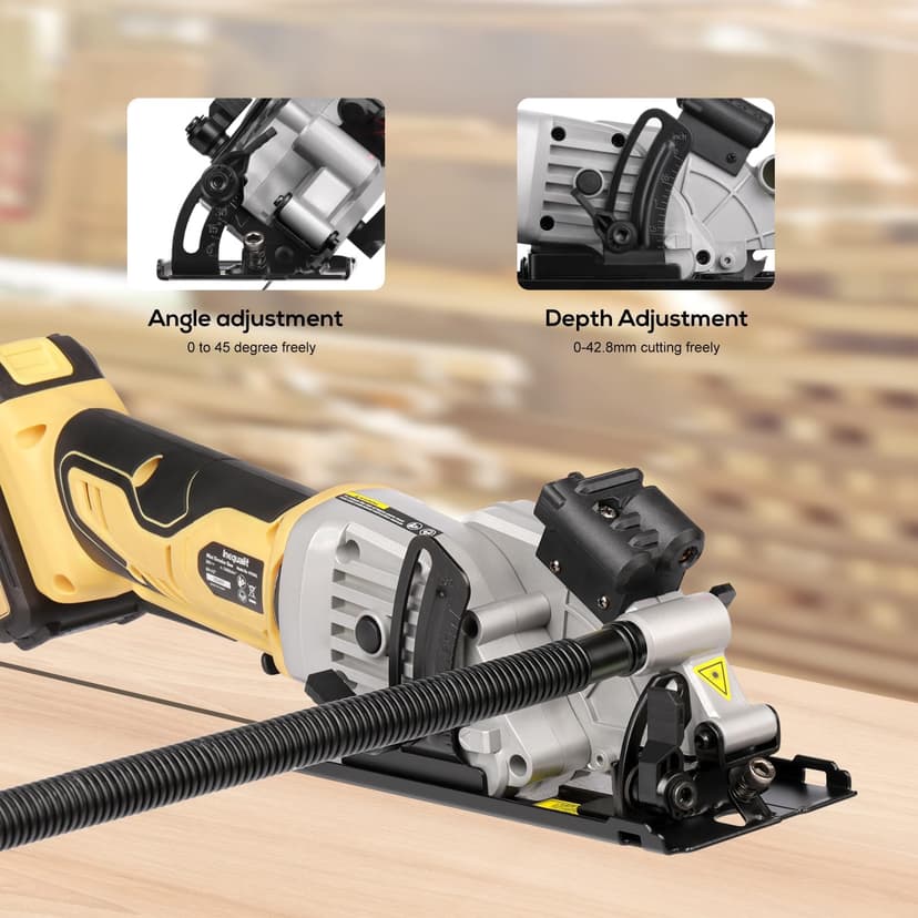 4-1/2 Inch Mini Circular Saw, 3400 RPM Cordless Circular Saw with Laser Guide, Rip Guides, 2 Blades (24T Wood + 60T Metal), Max Cutting Depth 1-11/16" (90°), 1-1/8" (45°)"