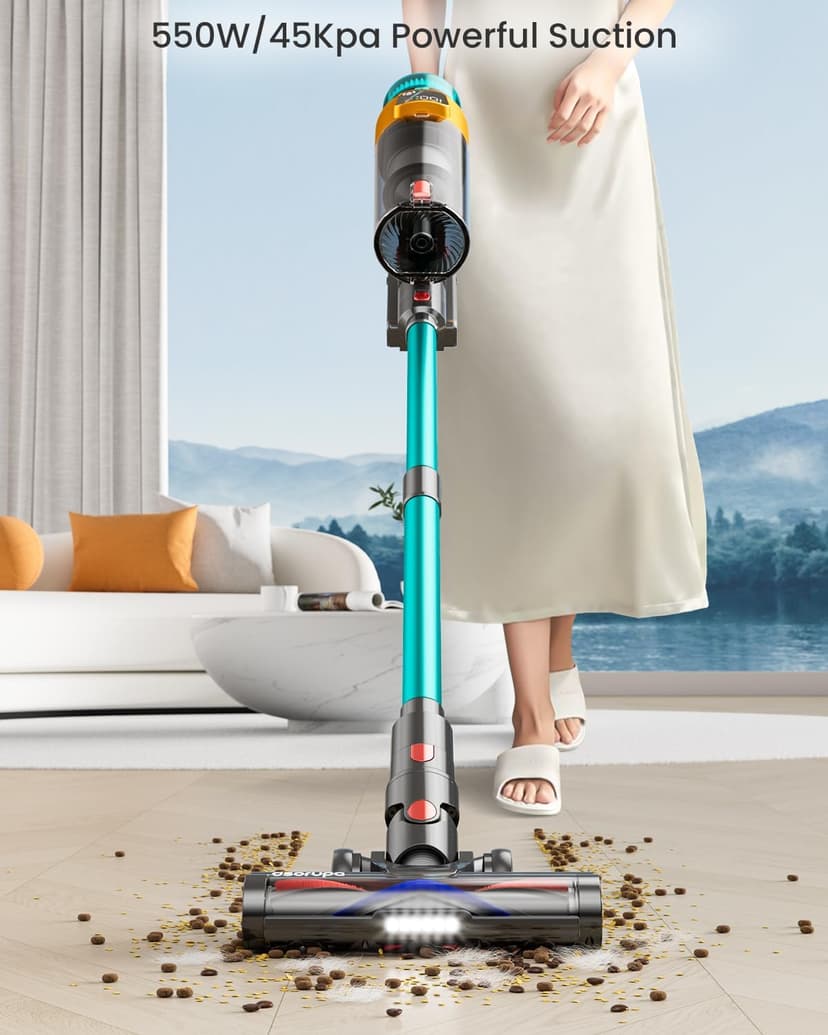 Cordless Vacuum Cleaner, 550W 45KPA 70Mins Vacuum Cleaners for Home, Stick Vacuum with Charging Dock Station, Anti-tangle Wireless Vacumm, Rechargeable Cordless Vacuum for Pet Hair/Carpet/Hard Floor