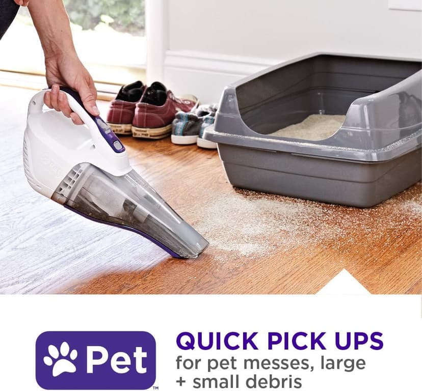 BLACK+DECKER dustbuster QuickClean Pet Cordless Handheld Vacuum with Motorized Upholstery Brush, White (HLVB315JP07)