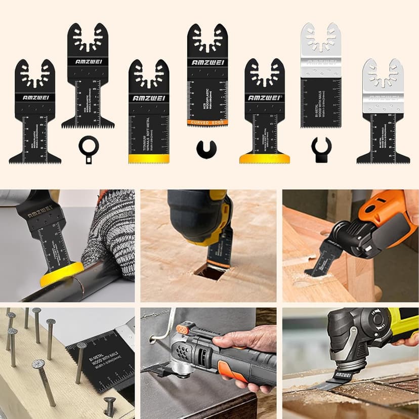 28PCS Oscillating Saw Blades, Professional Universal Titanium Multitool Blades for Wood Metal, Quick Release Multi Tool Blades Kits Compatible with Dewalt Ryobi Milwaukee Rockwell Fein