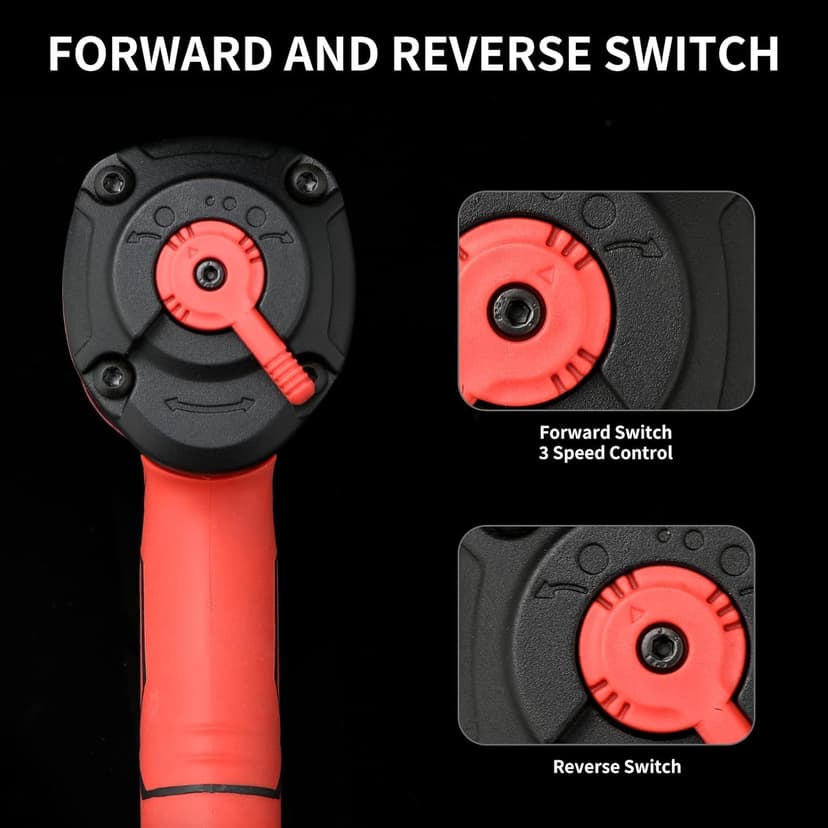 AEROPRO TOOLS 1/2-Inch Composite Air Impact Wrench(A315), Twin Hammer, 1380FT-LBS Max Loosening Torque, 8000RPM, Pneumatic Impact Gun, for Auto Repair, Tire Shop (Lightweight Housing)