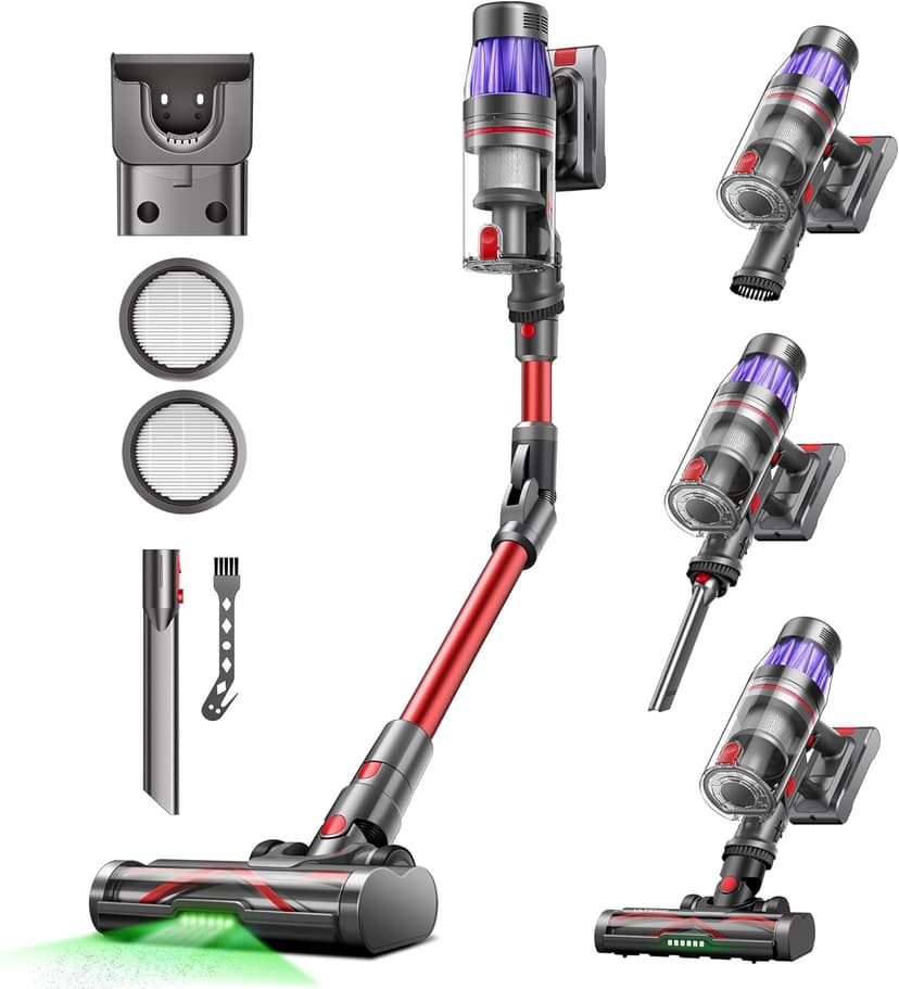 Ultenic Cordless Vacuum Cleaner, 550W/50Kpa, 60Mins Runtime, 180°Bendable Wand, Anti-Tangle Brush, Stick Vacuum Cordless with Charging Dock, Handheld Vacuum for Pet Hair/Carpet/Floor/Car, U16 Flex