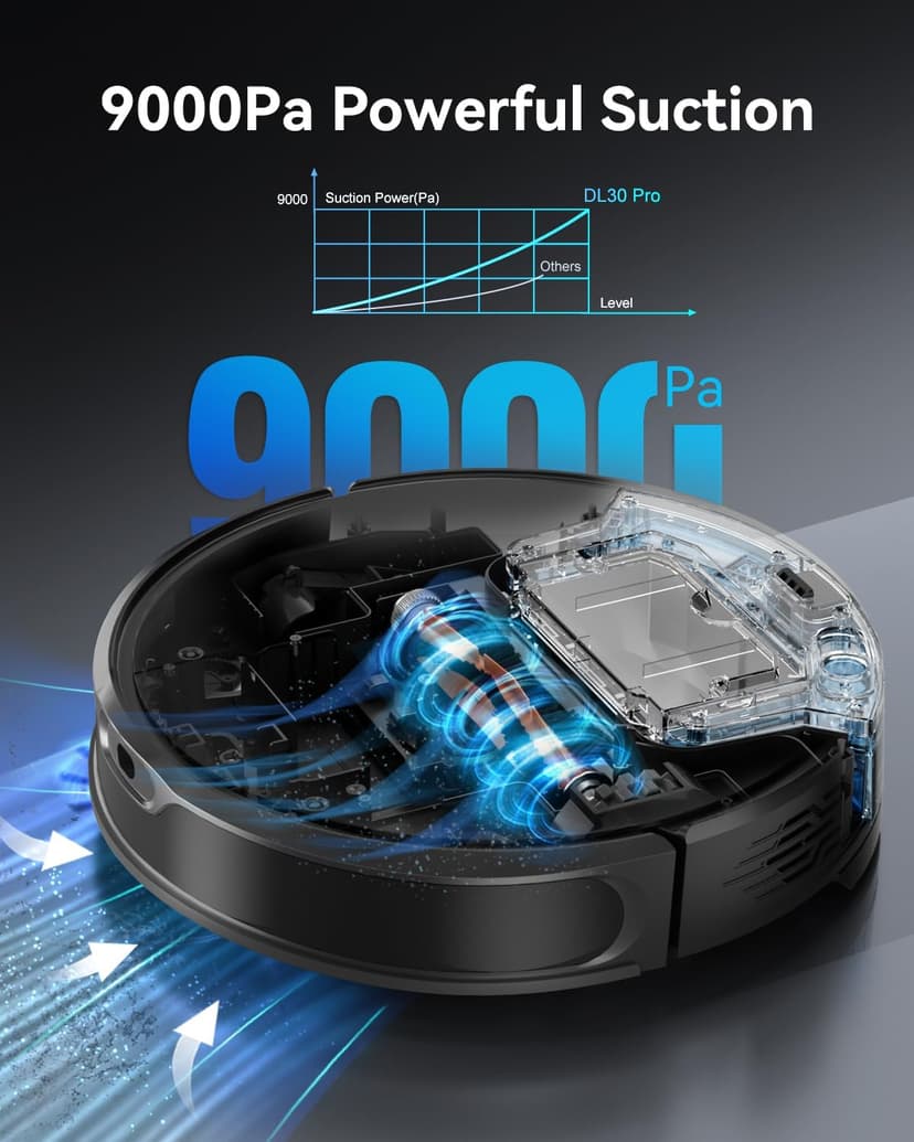 Robot Vacuum and Mop Combo, LiDAR Navigation with Ultra Slim Design, Smart Mapping Robotic Vacuum Cleaner, 9000Pa Suction, Customizable Cleaning for Pet Hair, Carpets, and Hard Floors