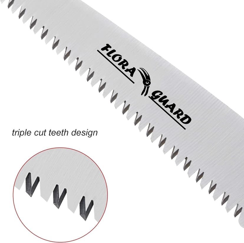 FLORA GUARD 7.7-Inch Folding Saw, Pruning Hand Saw with Triple-Cut Razor Teeth for Wood Cutting, Tree Trimming, and Camping