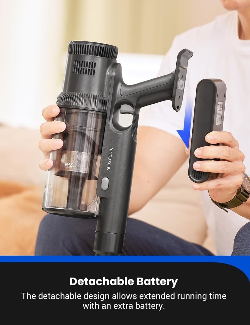Proscenic Cordless Vacuum Cleaner,45Kpa 55Mins P11 Mopping Wet Dry Vacuum and Mop Combo All in one, Lightweight Stick Vacuum with LED Display, Long Runtime Ease of use for All Floors Pet Hair Carpet