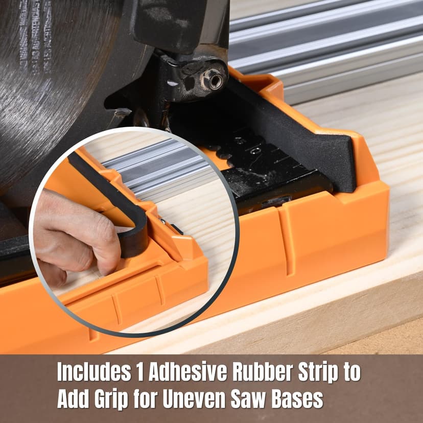 POWERTEC Universal Circular Saw Track Plate Compatible with Most Track Saw Guide Rails and Straight Edge Clamps, Tool-Free Mounting System, Adjustable Fence for Fast and Accurate Cuts (71993)