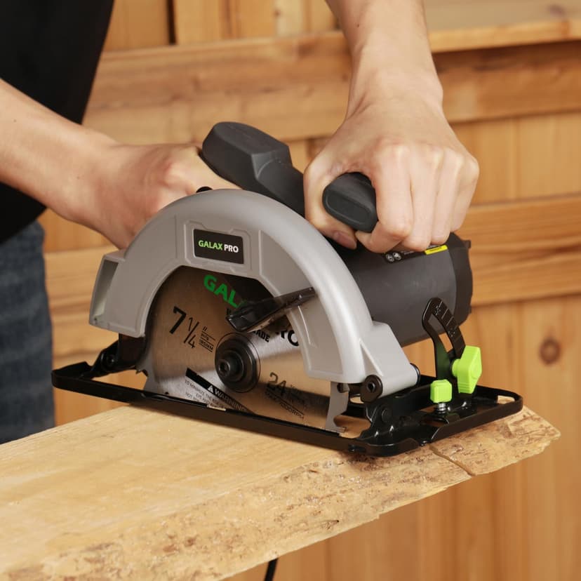 GALAX PRO 11 Amp Power Circular Saw, 6000RPM Corded Circular Saw with Adjustable Cutting Depth 2-1/2" (90°) to 1-7/8" (45°), 7-1/4 Inch Carpentry Saw Blade, Ideal for Wood, Plastic Cuts
