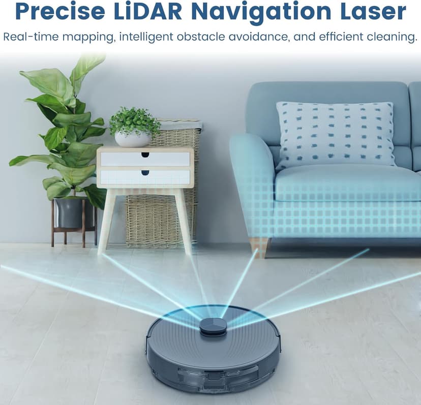 AIRROBO T25+ Robot Vacuum and Mop Combo,5500Pa Powerful Suction, Self-Emptying, 60-Day Capacity, 240 Mins, Smart APP Control, Multi-Floor Mapping，Perfect for Hard Floors, Carpets, and Pet Hair