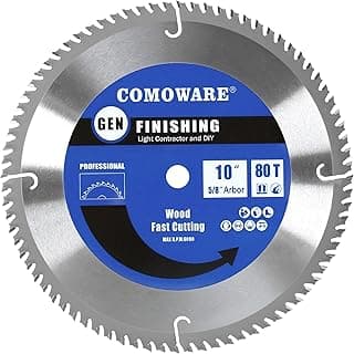 COMOWARE 10 inch Miter Saws Blade, 80T ATB Circular Saw Blade, 5/8" Arbor, TCT Carbide-Tipped, Anti-Vibration, Teflon Anti-Stick, Miter Saws Blades for Wood, Laminate, Plywood & Hardwoods