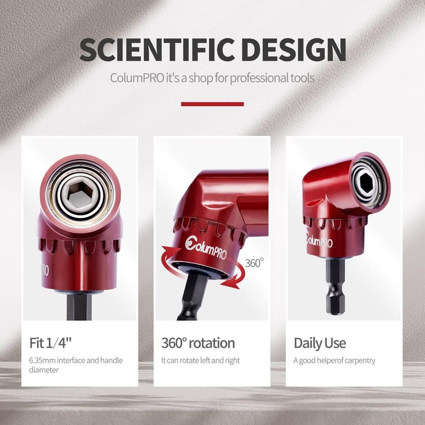 105 Degree Right Angle Drill Screwdriver Bit Set, 1/4” Hex Shank Right Angle Drill Attachment with 4PCS PZ2 & PH2 Screwdriver bits and bit holder