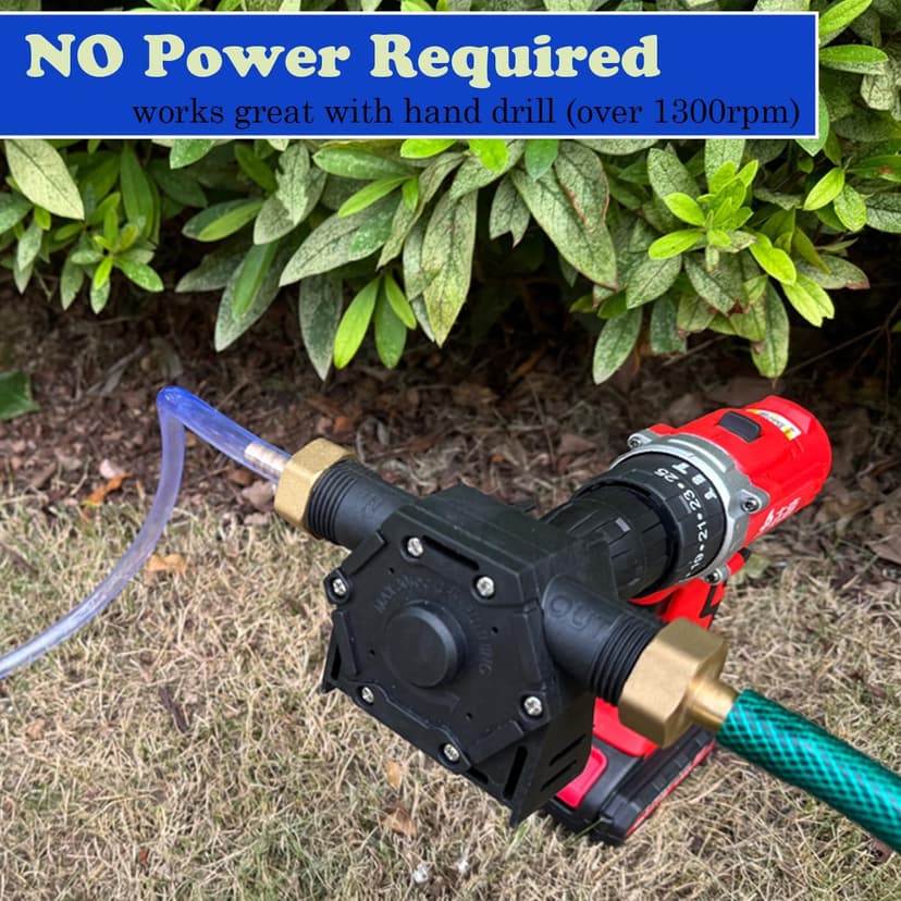 Drill Water Transfer Pump 750GPH, Mini Hand Drill Pump Self Priming for Aquariums Rain barrels Fish tanks, Easy to Use for Water, Oil Fluid Transferring Include Hoses and Adapter