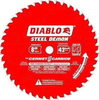 Diablo 8" x 42-Teeth Steel Demon Cermet II Metal Cutting Saw Blade – Up to 25X Longer Life, 10X Faster Cuts, 50X Cooler Operation, Triple Chip Grind – D0842CF