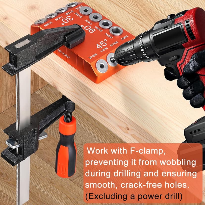 Steel DN Mate Aluminum Drill Guide, 30 45 90 Degree Angle 4 Sizes for Cable Railing Lag Screw Wood Post, Drill Hole Guide Jig for Angled/Straight Holes for Deck Cable Stair Handrail DG12