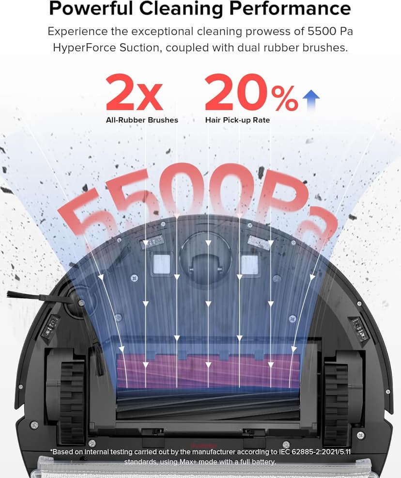 roborock Q5 Pro+ Robot Vacuum and Mop, Self-Emptying, 5500 Pa Max Suction, DuoRoller Brush, Hands-Free Cleaning for up to 7 Weeks, Precise Navigation, Perfect for Hard Floors, Carpets, and Pet Hair