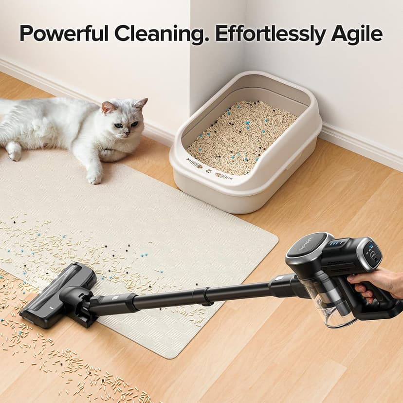Lubluelu Cordless Vacuum Cleaner, Max 50 Mins Runtime, Stick Vacuum with Touch Screen,Lightweight Vacuum for Carpet, Home Hardwood Floor and Pet Hair.