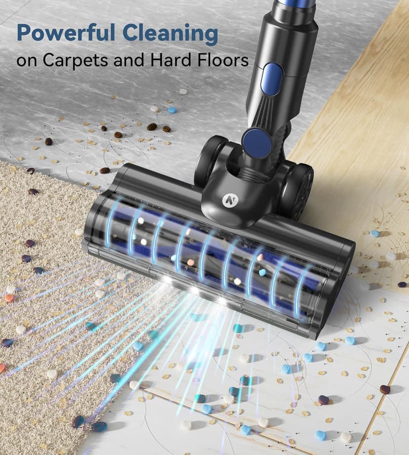 NADALY Cordless Vacuum Cleaner, Stick Vacuum with 3 Powerful Suction Modes, Max 45 Mins Runtime, Anti-Tangle Vacuum Cleaner for Home, 8-in-1 Rechargeable Vacuum for Carpet, Pet Hair, Hard Floors