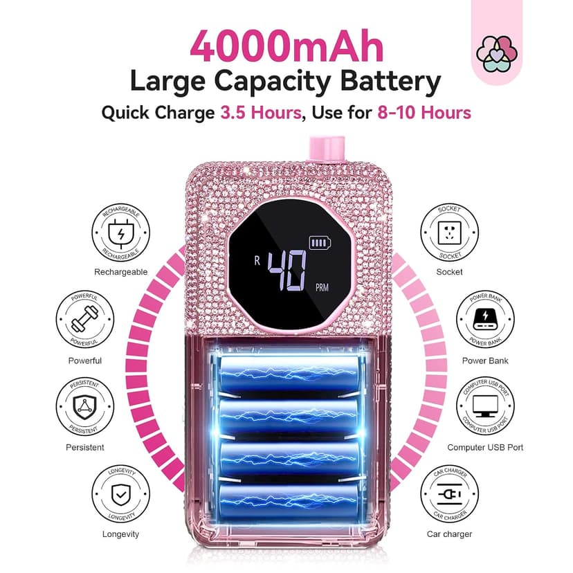 SAVILAND Professional Nail Drill 40000 RPM: Portable Diamond Nail Drill Kit Rechargeable 4000 mAh Electric Nail File for Thick Acrylic Nails with Ceramic Nail D rill Bits Sanding Bands Nail Tech Salon