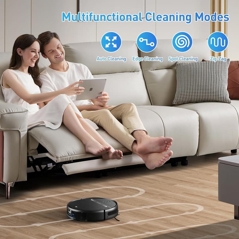Robot Vacuum and Mop Combo, 2-in-1 Mopping Robot Vacuum Cleaner with 2300Pa Suction, 2.87'' Slim Design, Wi-Fi/App/Voice Control, 3D Obstacle Avoidance&Self-Charging for Hard Floors, Carpets, Pet Hair