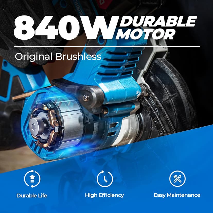 Dong Cheng Cordless Circular Saw 6-1/2-Inch 840W, Cutting Depth 59mm, 0-50° Adjustable with Dust Collection Adaptor, 24T & 40T TCT Blade Included, Battery and Charger Kit (4.0Ah)