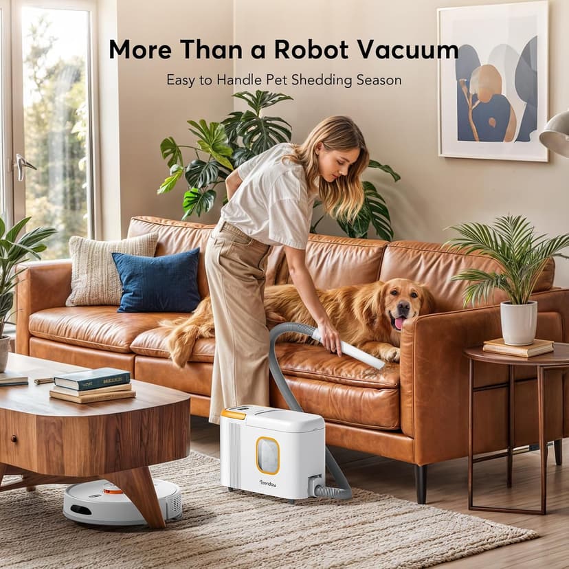 D20S Max+ Robot Vacuum and Mop, Specifically Handling Pet Hair Design, 6000Pa Max Suction, with Self-Empty Dock, 10 Weeks Hands-Free Cleaning, PreciSense LiDAR Navigation, App & Voice Control