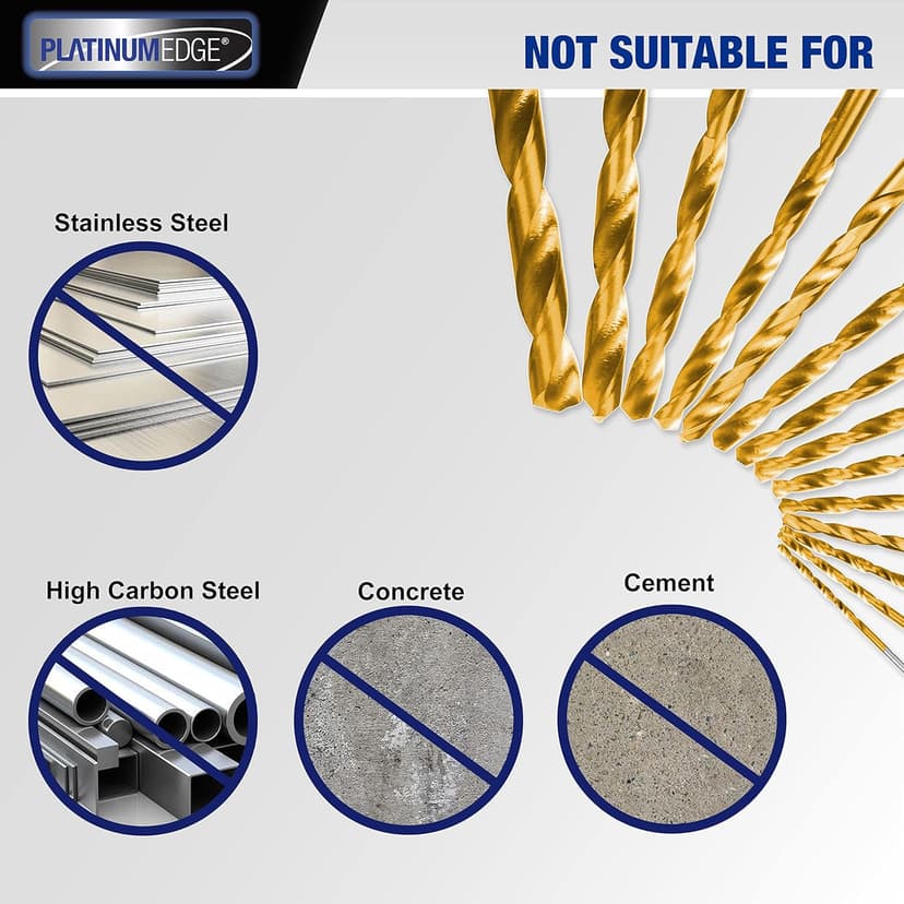 276pc Titanium Twist Drill Bit Set with S2 Bits 135° Tip High Speed Steel, Size from 1/16" up to 1/2", Ideal in Wood Cast Iron Aluminum Alloy Plastic Fiberglass, Clear Lid Case