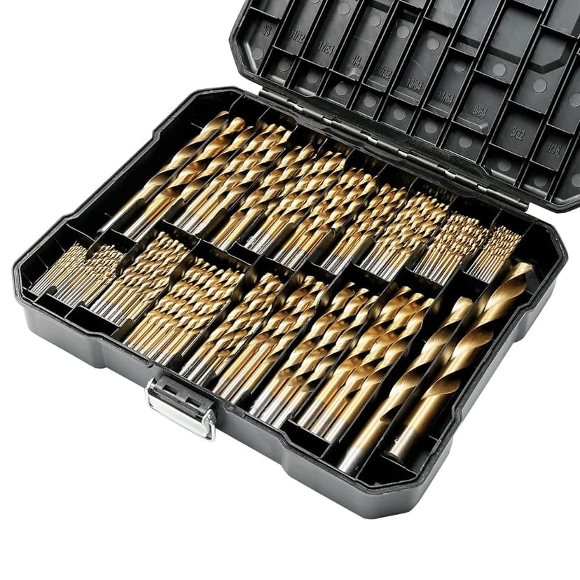 BeHappy 230 Pcs Drill Bit Set, 135° Tip Titanium Coated High Speed Steel, Twist Drill Bit Kit for Iron, Aluminum Alloy, Copper, Wood, Plastic, with Hard Storage(/16“-1/2”